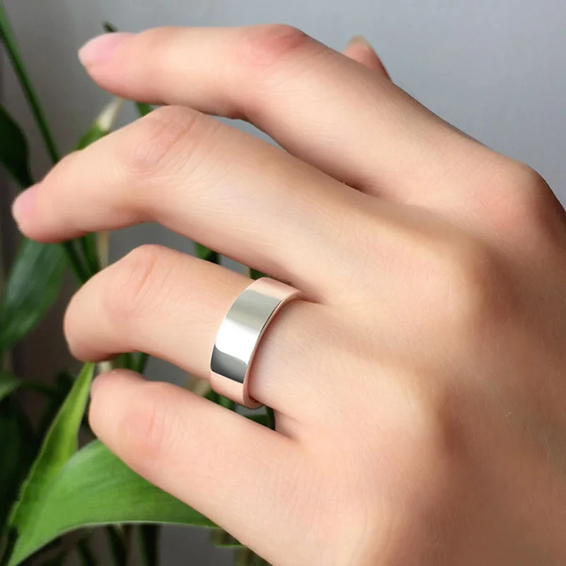 Мужское и женское кольцо для пары гладкое из 100% настоящего серебра 999 пробы