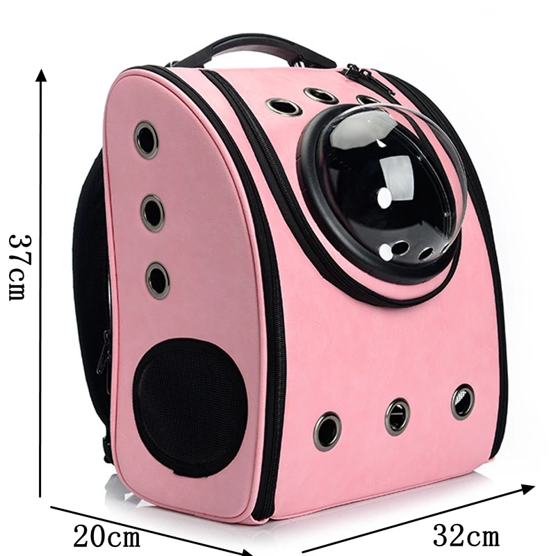 

Sunlynn Pu Leather Pet Space Capsule Carrier Breathable backpack for dog cat outside Travel portable shoulder bag