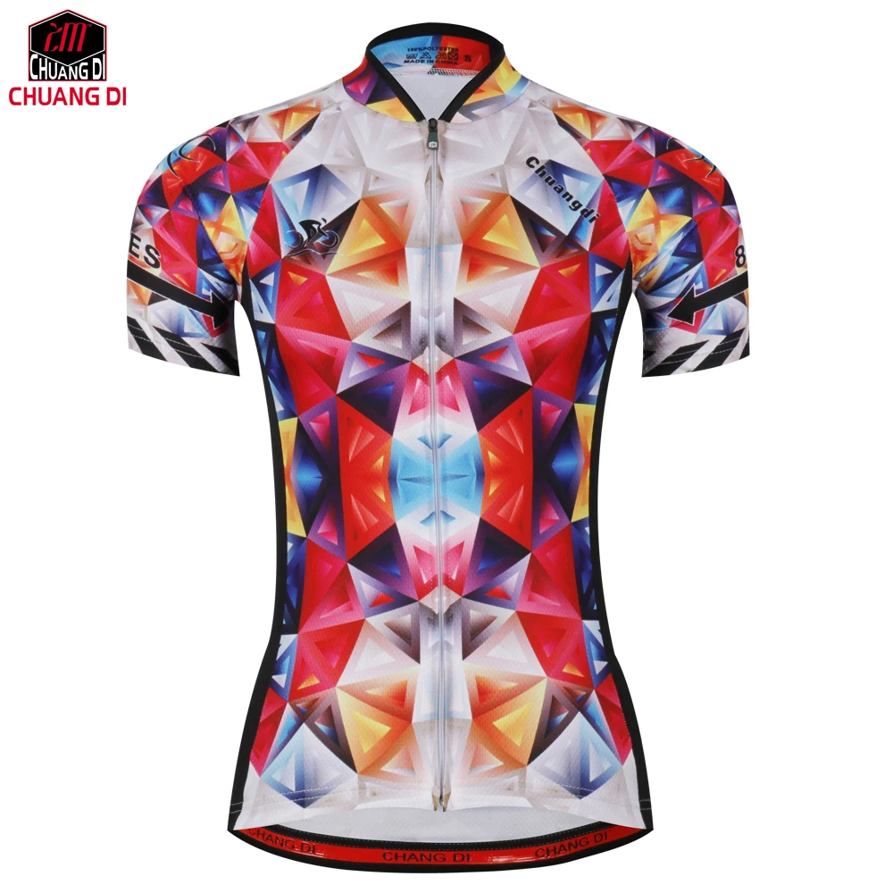 

chuangdi color Bike Bicycle Jersey Summer Sports Women Short Sleeve Cycling Jerseys Quick-dry Outdoor Sports Shirt