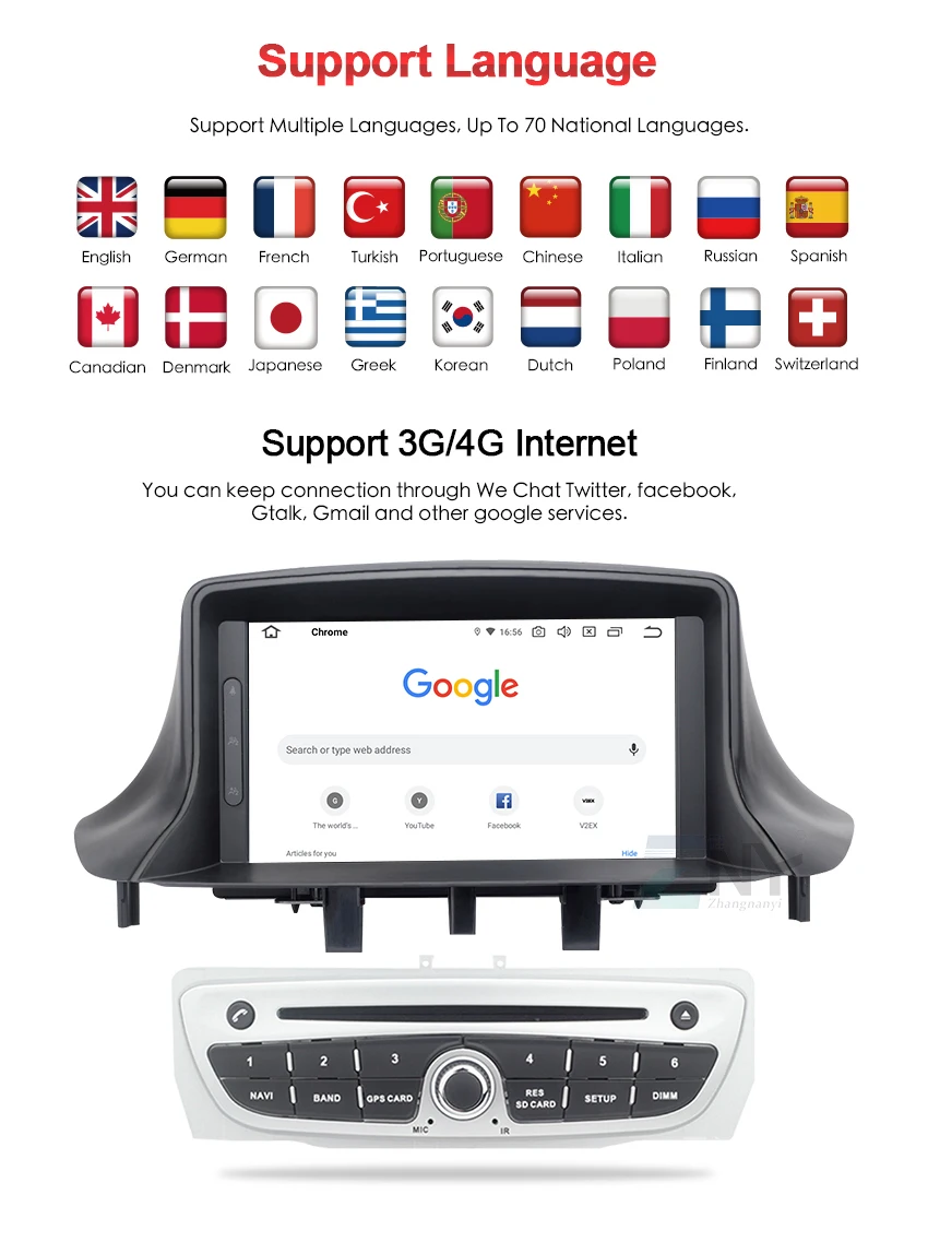 Top 7" IPS Android 8.0 Car GPS Stereo For Renault Megane 3 Fluence Auto DVD Radio FM RDS WiFi Audio Video Multimedia Backup Camera 7