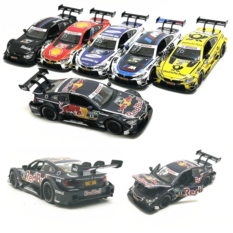 

Diecast Car Model Toys 1:32 M4 DTM Racing Team Painting Pull Back Replica With Sound Light For Kids Toys Gifts Free Shipping