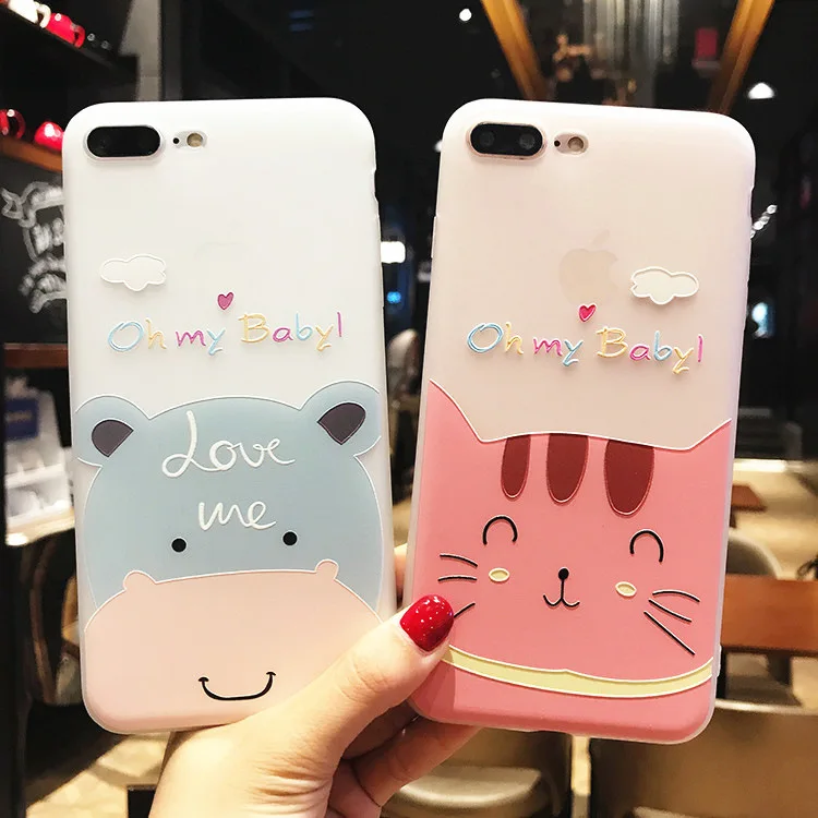 

BUJOO Funny Cute Soft TPU Phone Case For iPhone 6 6S 7 Plus 8 8Plus X XR XS Max Anti Knock Coque Cover