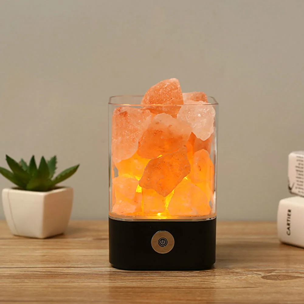 

USB Crystal Light natural himalayan salt lamp Mood Creator led Air Purifier Creator Indoor lava decor table light bedsi