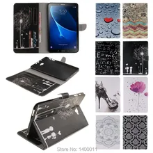 Colorful Painting Cover Leather Case For Samsung Galaxy Tab A 10.1 (2016) T580 T585 Tablet Flip Book Style Stand and Card Holder