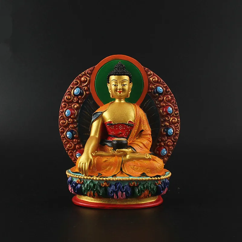 

Sakyamuni Resin 12cm Buddha Figurine, Bodhisattva Delicate Hand Plated Buddhist Tranic Tibetan Treasure Figure Buddha Statue