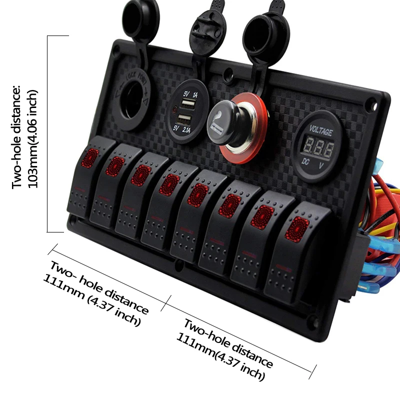 8 банд 24 В кулисный переключатель панель управления автомобиля морской лодки Вольтметр прикуривателя двойной usb зарядка автомобильный выключатель