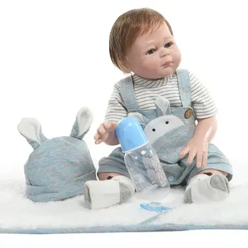 

19in Reborn Doll Realistic Full Silicone Vinyl Newborn Baby Toy Boy Clothes Pacifier Lifelike Handmade Gifts