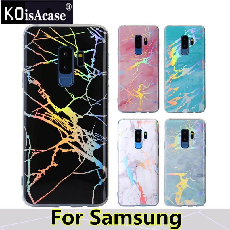 KoisAcase новый роскошный цветной лазерный мраморный чехол для Samsung Galaxy S7 S7edge S8 S9 S10 Plus