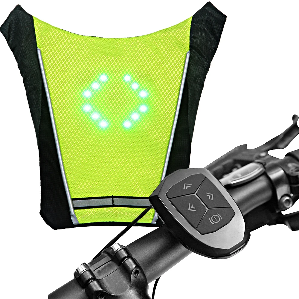 Wireless Remote Control Rainproof Bike Turn Signal Cycling Backpack