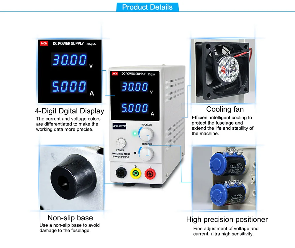 MCH K305D лабораторный блок питания высокой точности 4 цифры дисплей 30V 5A Рождественское дерево светодиодные фонари с блоком питания постоянного тока для питания 110V 220V