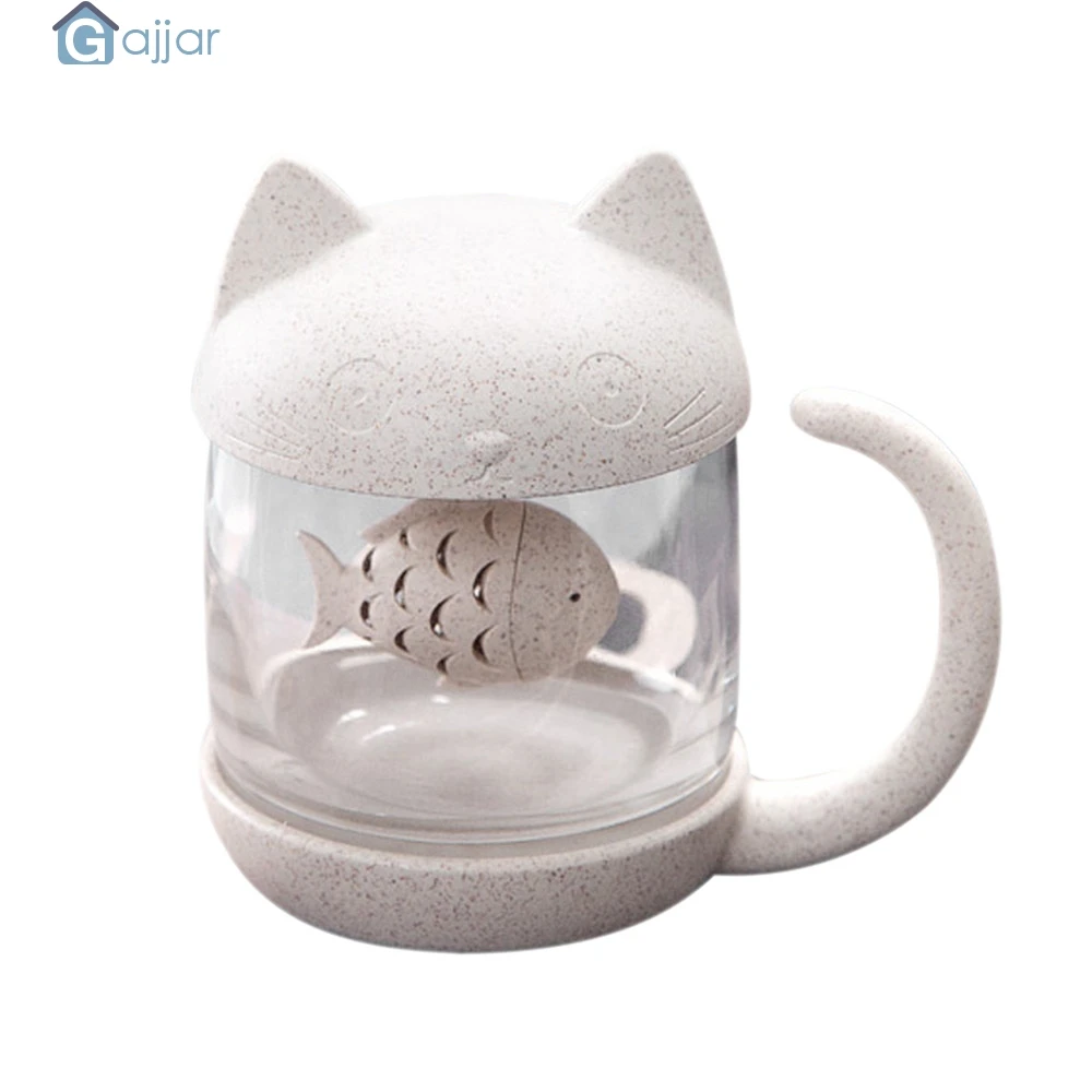 Kopen Thuis Kitchen Tools Leuke Kat Aapje Glas Cup Filter Cup Met Verwijderbare Bubble Extractor DIY Creative Cups DropshipingAug1