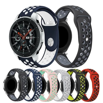 

High Quality Silicone Wrist Strap For Samsung Galaxy Watch Smart Watch 42MM 46MM Dual-color Round Hole Rubber Watchbands Straps