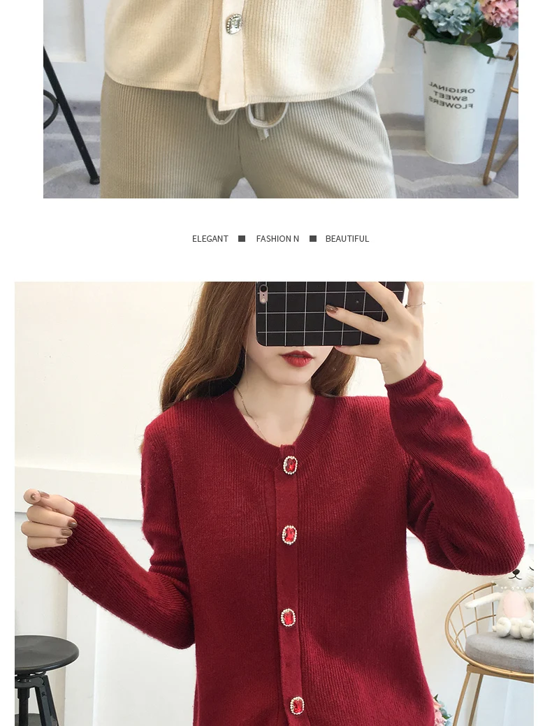 2019 весна-осень, кардиган свитер женский с круглым вырезом Повседневный свитер вязаный длинный рукав Верхняя одежда плюс размер свитер