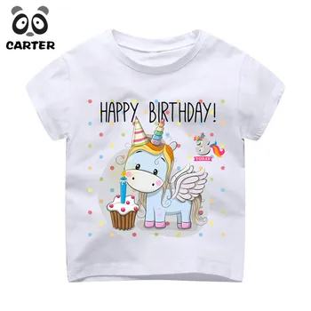 

Girl's Happy Birthday Unicorn 1th 2th 3th 4th 5th 6th 7th 8th 9th Design T Shirt Kid Great Kawaii Birhtday Gift Number T-Shirt