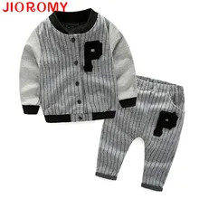 JIOROMY/комплекты одежды для мальчиков Новинка года, осенняя куртка на молнии с длинными рукавами пальто+ штаны в полоску комплекты спортивной детской одежды из 2 предметов, k1