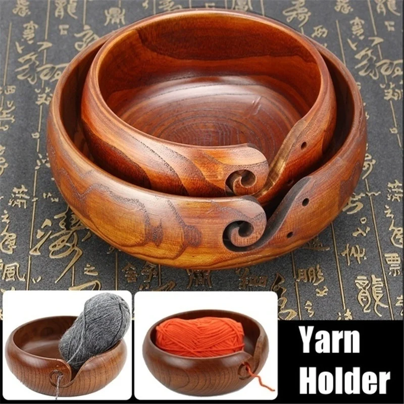 Yarn Bowl Holder Wood Yarn Bowl Storage Non Slip Crochet Organizer Smooth Swirl Wool Sekin Knitting Project Needlework Accessory