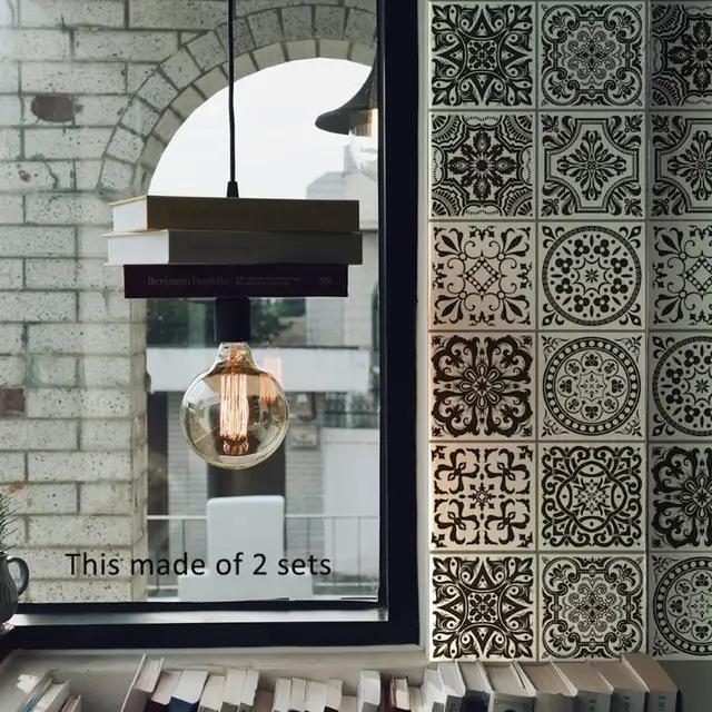 Black And White Retro Tile Tiles Stickers Bathroom Wall Black And White Retro Tile Tiles Stickers Bathroom Wall Kitchen Waist Line Adhesive Waterproof