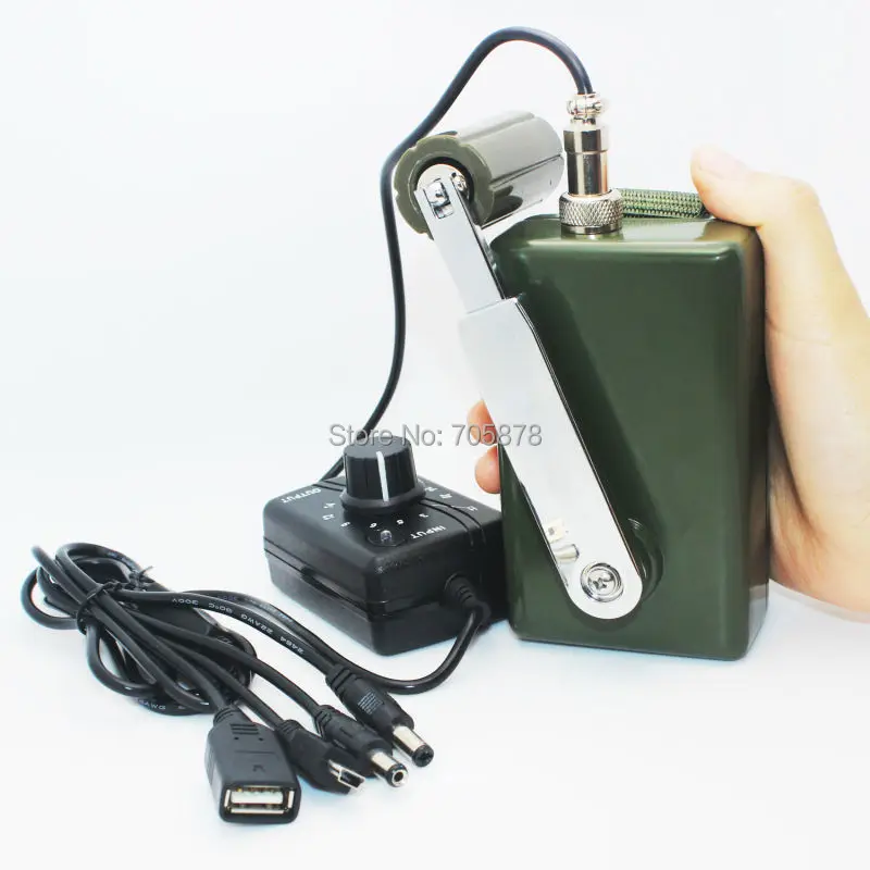  Portable Dynamo Phone Charger Military 30W/0-28V Hand Crank Generator