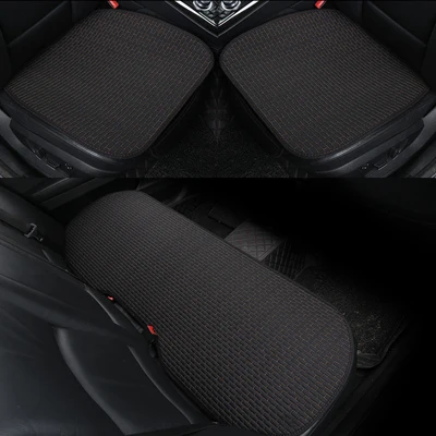 Black with gold line Льняные Чехлы для автомобильных сидений, летние дышащие нескользящий коврик для задних сидений, универсальный протектор 3 шт./компл - Название цвета: Black with gold line