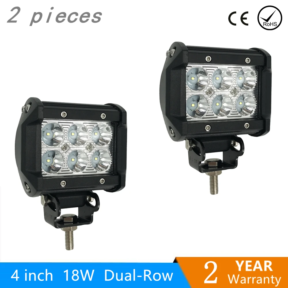 

2 pieces 4'' 18W LED work light bar for Car ATV Tractor OffRoad 4WD 4x4 SUV Truck UTV Boat LED work light fog lamp 12V 24V DC