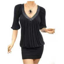 Zanzea Настоящее женское платье vestidos mujer новинка стиль большой размер три цвета v-образный вырез пышная талия карман хип свободный