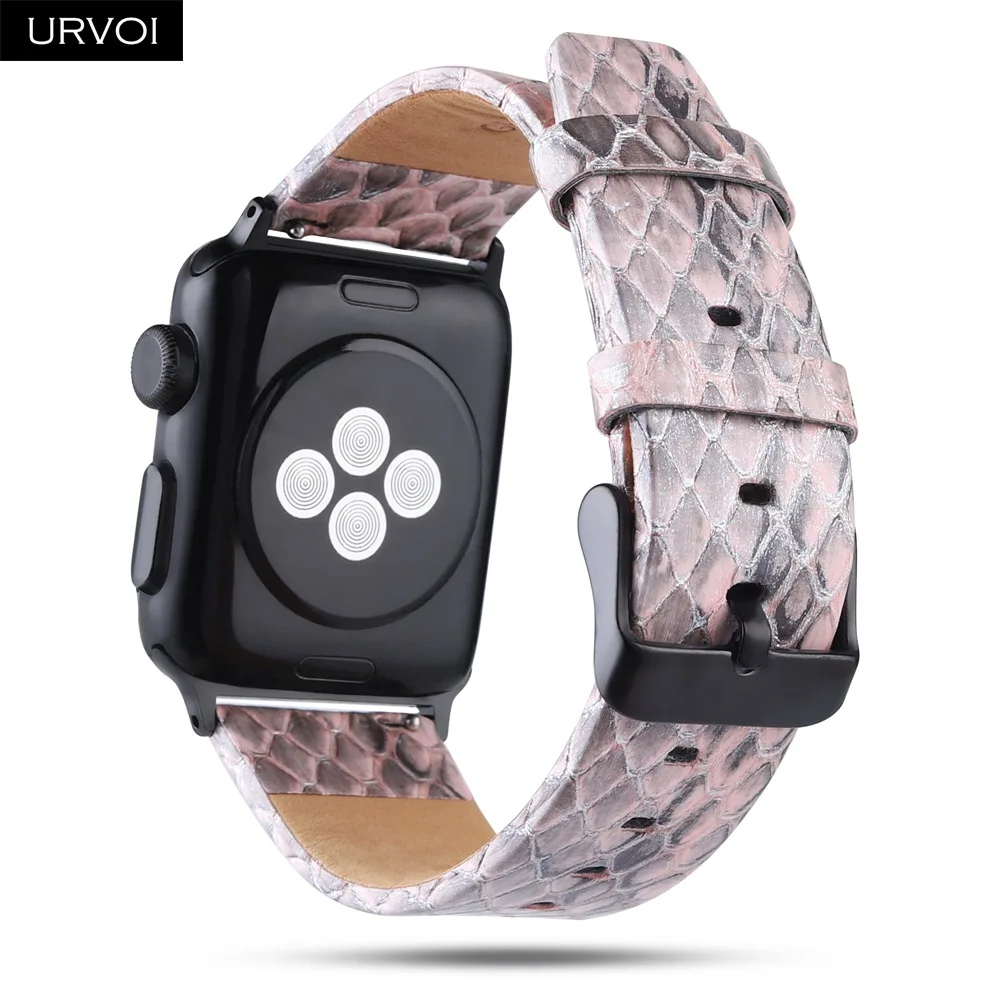 URVOI ремешок для наручных часов Apple Watch series 5/4/3/2/1 класса люкс из натуральной кожи питона матовый ремешок для наручных часов iWatch, Дикий Стиль прочная пряжка