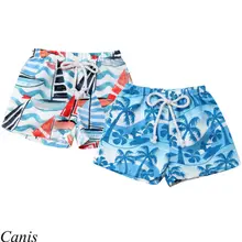 Гавайские шорты с эластичным поясом для маленьких мальчиков, летние пляжные шорты