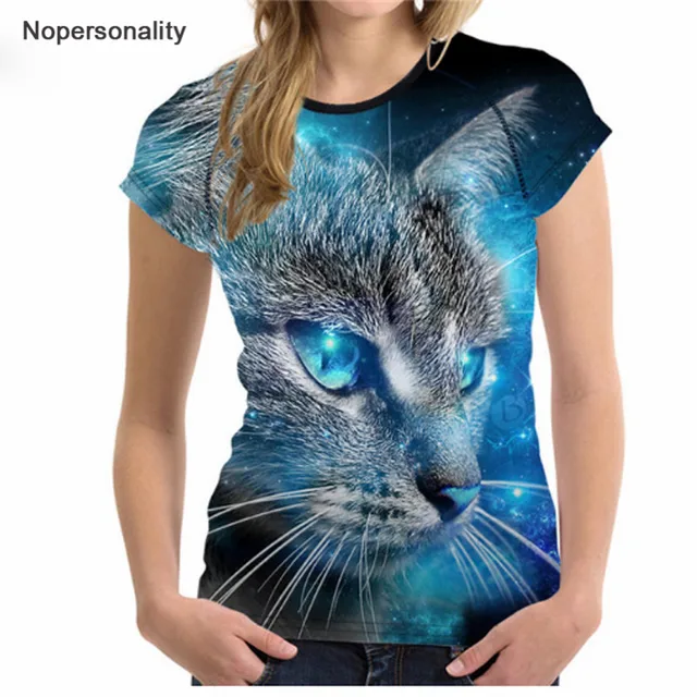 Nopersonality Cute Cats 3D Print Women Casual T Shirt Brand Clothing ...