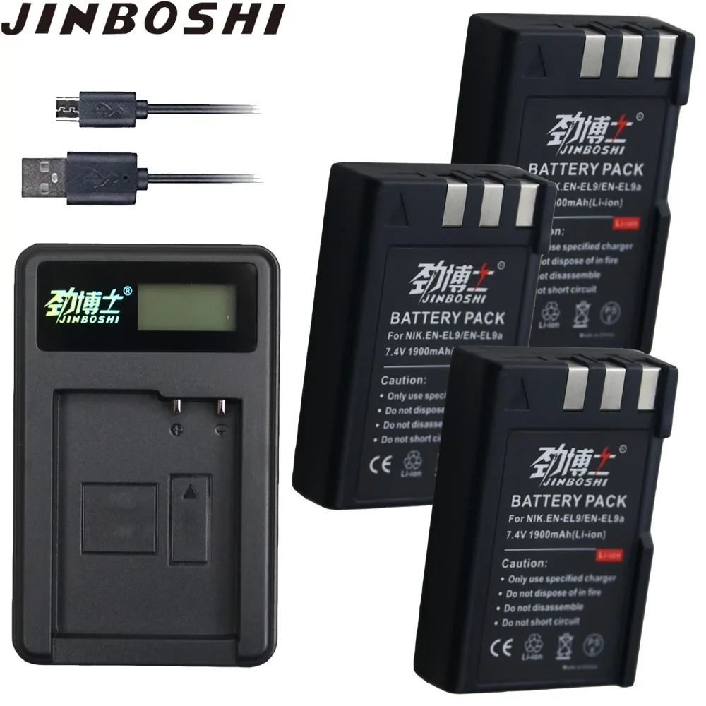 

3pcs EN-EL9 EN EL9 EN-EL9a EN EL9a EL9a ENEL9 Battery + Single USB LCD Charger for Nikon EN-EL9a D40 D60 D40X D5000 D3000