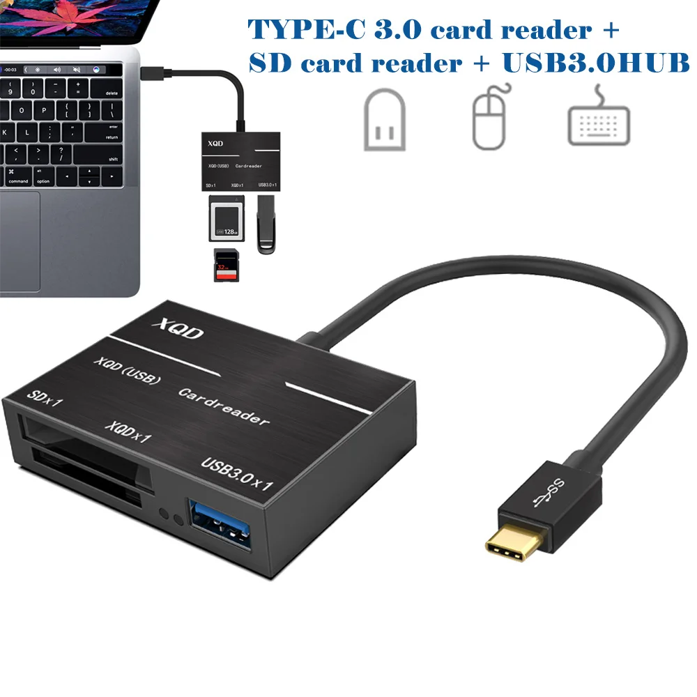 

USB 3.0 Type C USB to SD XQD Card Reader Adapter Cable Camera Card Reader XXM8