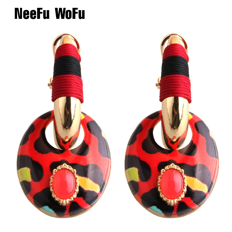 

NeeFu WoFu Drop Earrings Dangle Bohemian Alloy drip Manual Oval Tiger Earring Oorbellen Long Brinco Ethnic Charm fringe