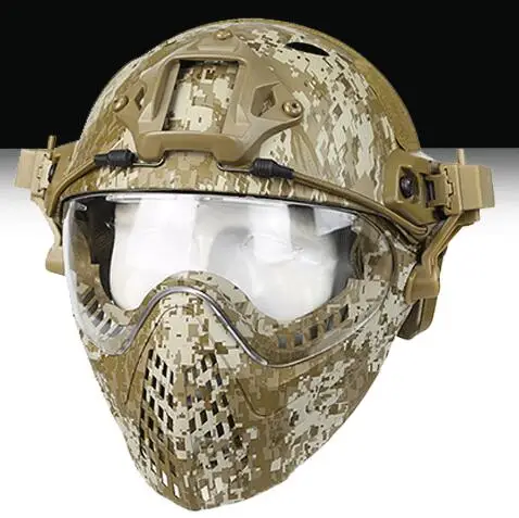 Тактический Интегрированный шлем со съемной маской для лица и очками для страйкбола пейнтбола WarGame CS тактический охотничий шлем