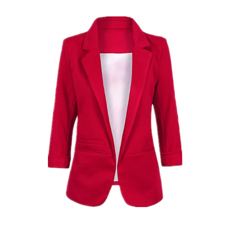 Женский деловой Тонкий костюм, пальто с рукавом 3/4, верхняя одежда для офисных леди, яркие цвета, повседневный пиджак в деловом стиле, большие размеры, Mujer, топы MZ1436