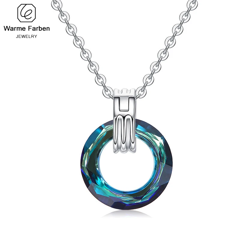 

Warme Farben Crystal from Swarovski Necklace for Women European Style Simple Personality Crystal Circle Pendant Necklace Collar