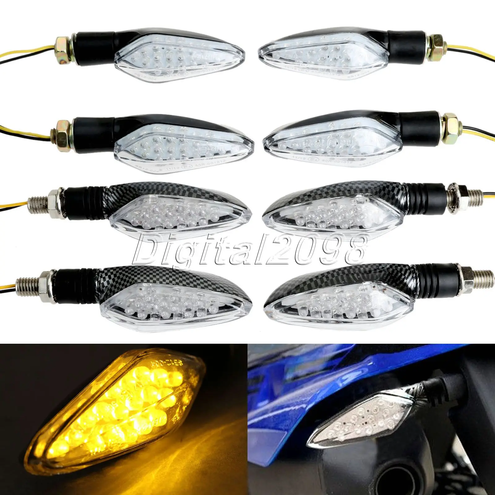 

Yetaha 4x Motorcycle 16 LED Turn Signal Indicator Lights Lamp Universal Amber Light Blinkers for Suzuki Honda Yamaha Cafe Racer