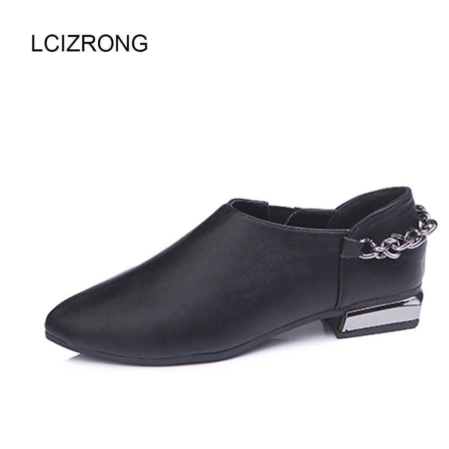 Mode En Metal L'europe Printemps Femme Lcizrong metal Cuir 3 Métal Hauts Catwalk Rivets Mujer metal Talons Rome Pompes forme Style Nouveau Plate Toe Chaussures Chain Femmes qFx5RxOX