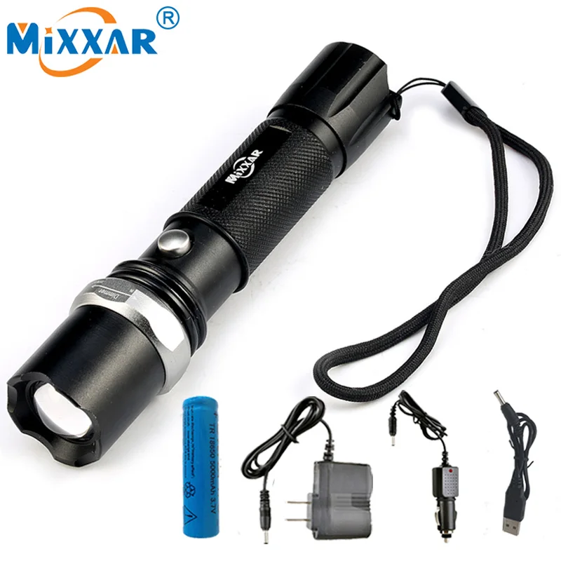 

mixar T6 5000LM LED Flashlight Rotate Focus Portable Torch Zoomable Rechargable Lantern Lamp 18650 or 3xAAA battery Stock in RU