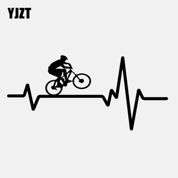 

YJZT 16.9CM*7.9CM Cycling Mountain Bike Helmet Heartbeat Decal Vinyl Black/Silver Car Sticker C22-1238