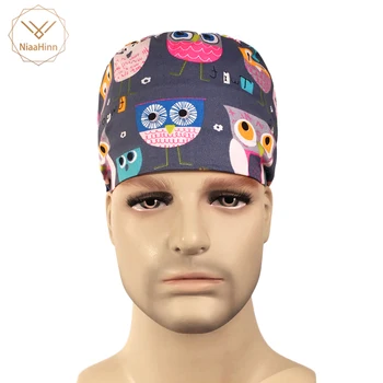 

New Unisex Food Service Working Beauty Cap Men Medical Surgical Surgery Hat Nurses Printing Cap Doctor Hat Cute cartoon print