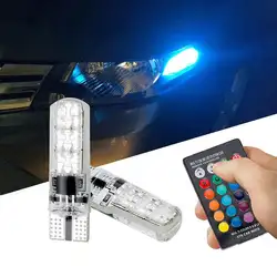 Из 2 предметов автомобиль RGB светодиодный свет T10 6 SMD 5050 16 Цвета светодиодный W5W светодиодная лампочка для автомобиля флэш strobe матовый