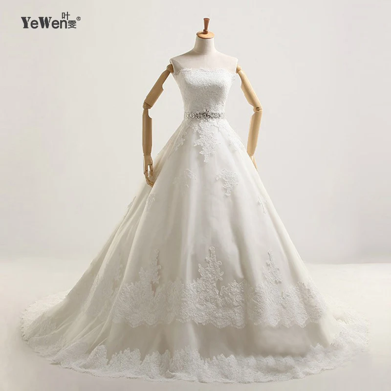 

A Line Wedding Dresses Sweetheart Sleeveless Belt Crystal Ruffles Sequin Bridal Dresses Bridal Gowns 2014
