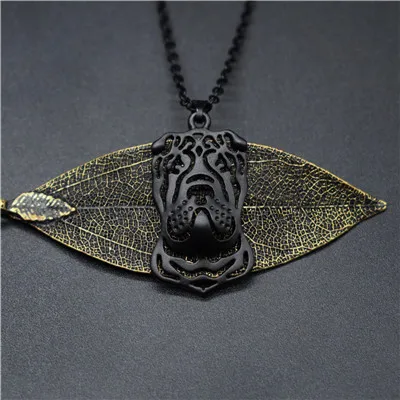 Elfin трендовые китайские ожерелья Shar Pei золотого цвета серебряного цвета украшения для собак китайские Подвески Shar Pei ожерелья для женщин и мужчин - Окраска металла: matte black