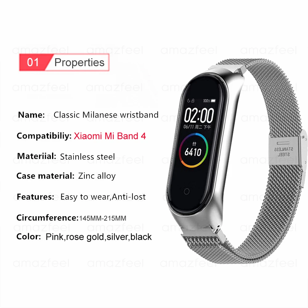 Браслет для Mi Band 4 ремешок MiBand металлический браслет из нержавеющей стали Miband