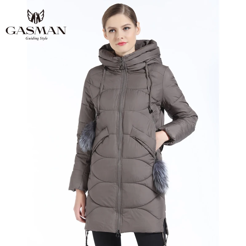 GASMAN 2018 New Winter Fashion Winter Down Jacket Women Hooded Thick Down Parka For Women Slim Winter Coat With Natural Fur