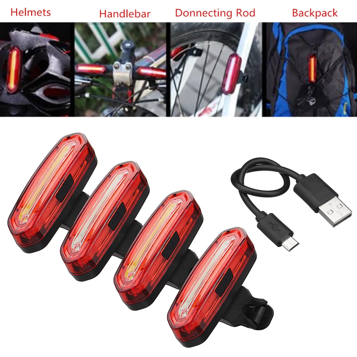 Buy Waterproof USB Rechargeable Bike Rear Tail Light