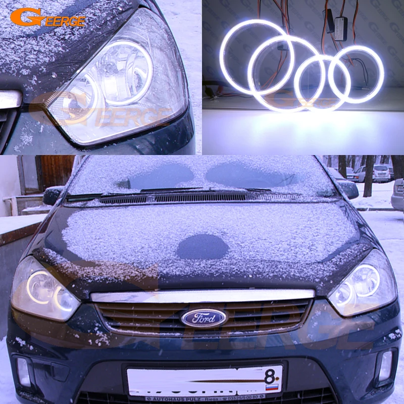 Для Ford C-Max MKI 2008 2009 2010 галогенные фары отличное Ультра яркое освещение COB LED Angel Eyes Kit Halo кольца