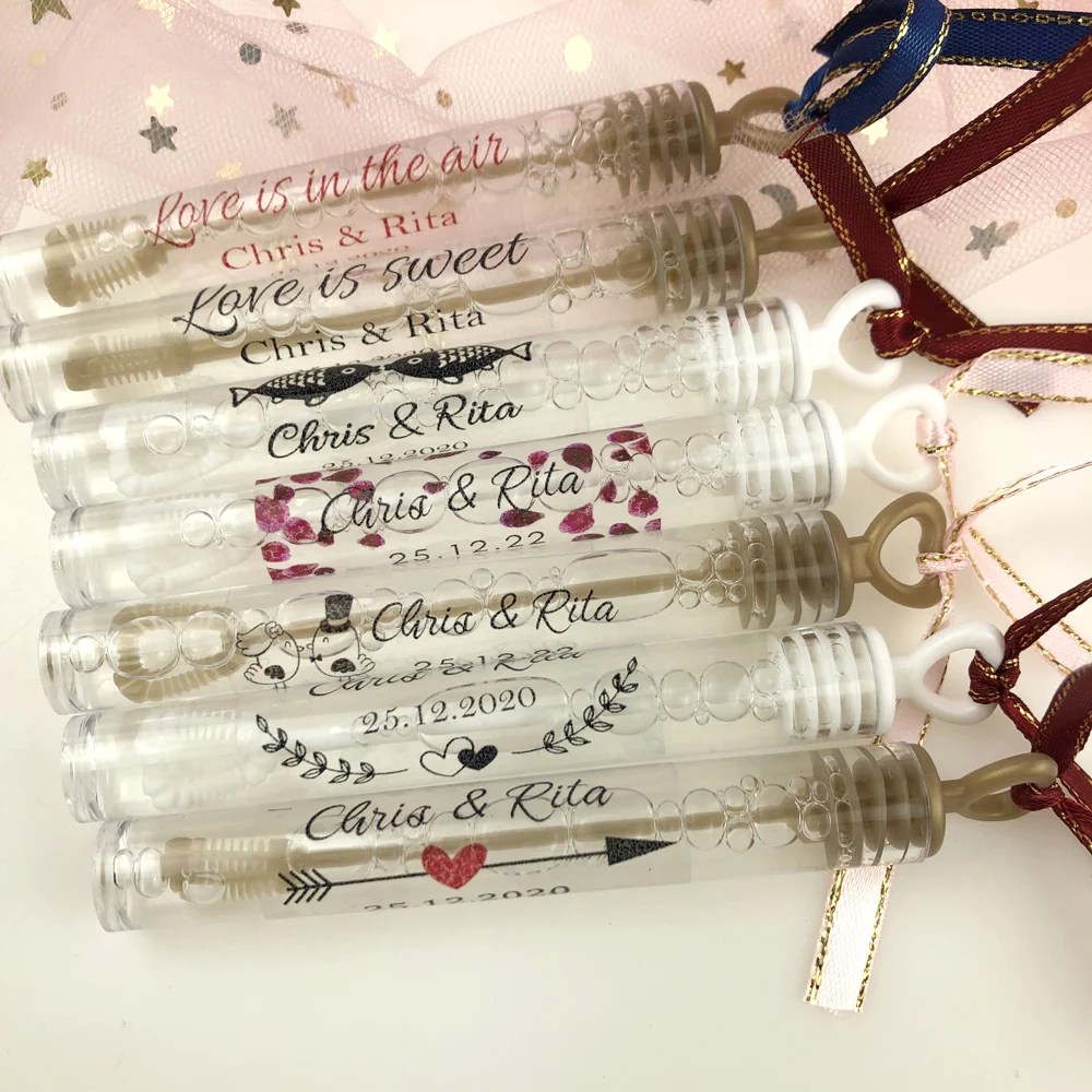 100 pcs/set Personalized Wedding bubble Labels，Bubble Wand Label Clear,party Favor Stickers(not include tube