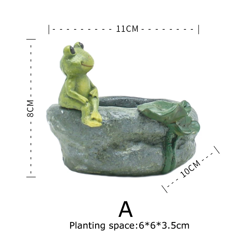 1 шт. дзен Стиль лягушка смолы горшки для суккулентов Мини цветочный горшок декоративные настольные детские Садовые принадлежности для сада украшения дома - Цвет: A