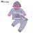 2018 Novos Listras flores impresso com capuz bebe meninos roupas set, pouco Infantil da roupa do bebê Do Bebê infantil Meninos de manga longa kid s