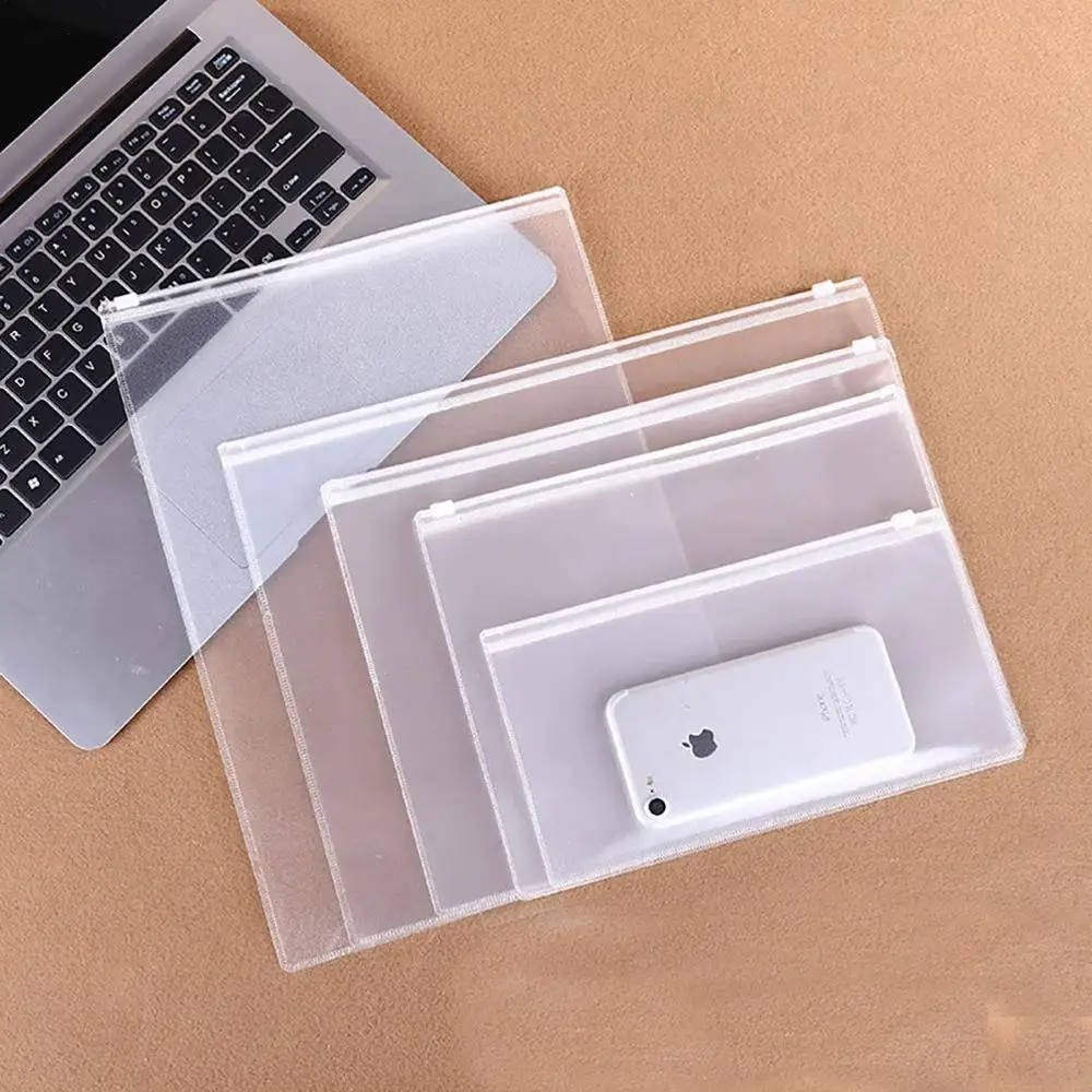 

4Pcs 4 Size Transparent Zipper File Bags A4/B5/A5/A6 Size Waterproof Pouch File Bags Document Bag Storage Pouch Office